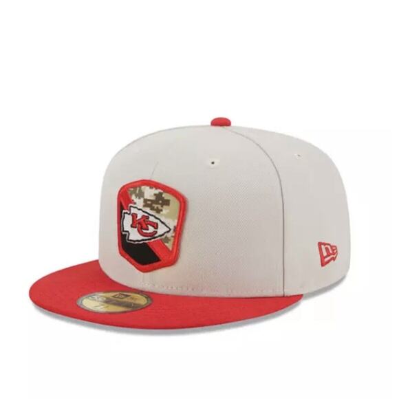 NEW ERA KANSAS CITY CHIEFS MENS TAN 2023 SALUTE TO SERVICE 59FIFTY FITTED HAT - Picture 14 of 15